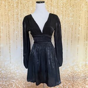 Heart & Heels Shimmering Black Long Sleeve Dress